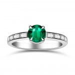 Solitaire ring 18K white gold with emerald 0.67ct and diamonds, VS1, G da4210 ENGAGEMENT RINGS Κοσμηματα - chrilia.gr