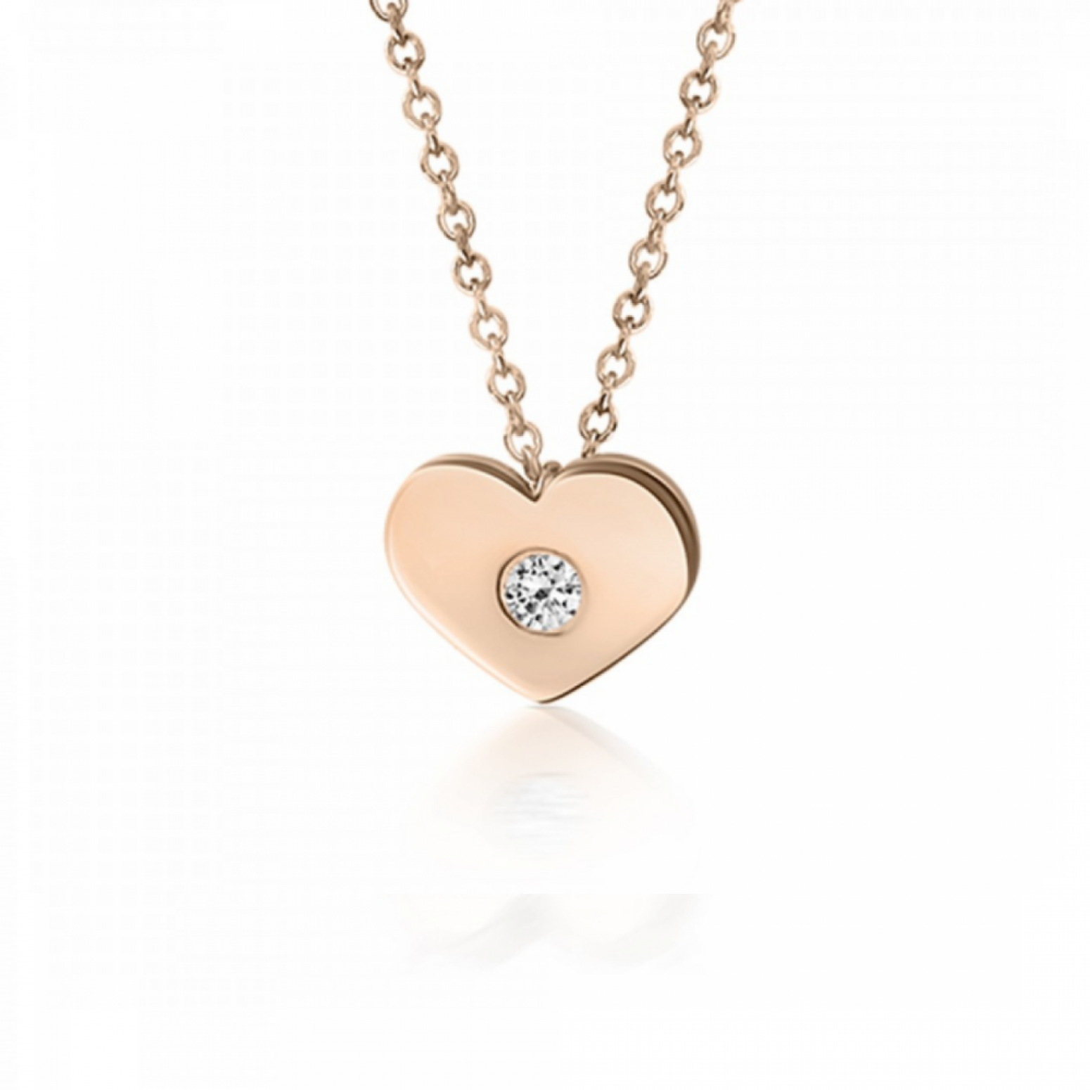 Heart necklace, Κ14 pink gold with diamond 0.02ct, VS2, H pk0186 NECKLACES Κοσμηματα - chrilia.gr