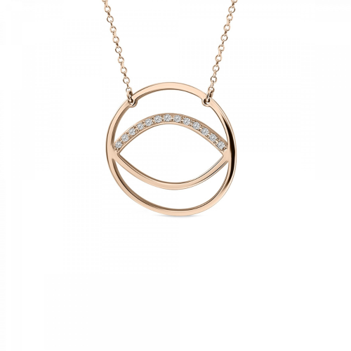 Eye necklace, Κ14 pink gold with diamonds 0.05ct, VS2, H ko3493 NECKLACES Κοσμηματα - chrilia.gr