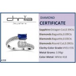 Multistone ring 18K white gold with sapphire 0.59ct and diamonds 0.51ct, VVS1, F, da4208 ENGAGEMENT RINGS Κοσμηματα - chrilia.gr
