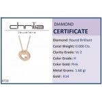 Heart necklace, Κ14 pink gold with diamond 0.006ct, VS2, H ko4716 NECKLACES Κοσμηματα - chrilia.gr