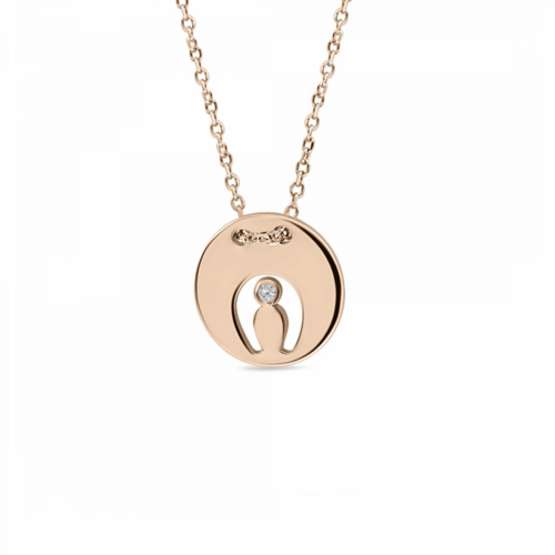 Petal necklace, Κ14 pink gold with diamond 0.006ct, VS2, H pk0075 NECKLACES Κοσμηματα - chrilia.gr