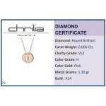 Petal necklace, Κ14 pink gold with diamond 0.006ct, VS2, H pk0075 NECKLACES Κοσμηματα - chrilia.gr