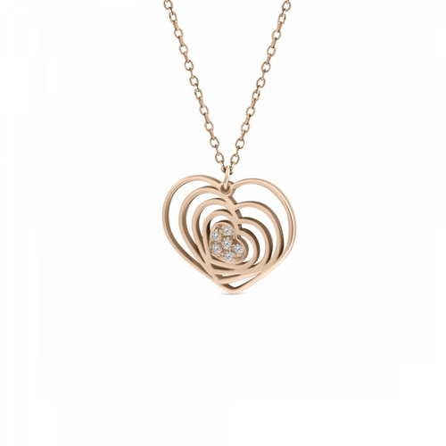 Heart necklace, Κ14 pink gold with diamonds 0.03ct, VS2, H pk0080 NECKLACES Κοσμηματα - chrilia.gr