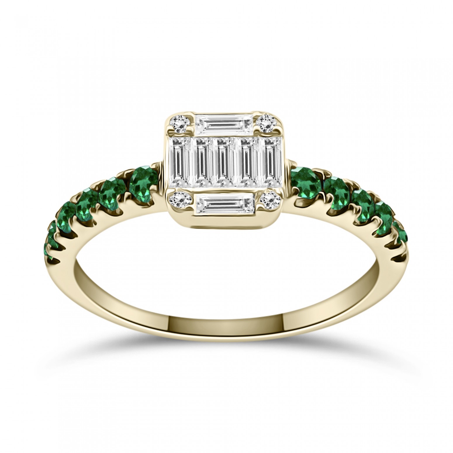 Μονόπετρο δαχτυλίδι Κ18 χρυσό με σμαράγδια 0.28ct και διαμάντια 0.28ct, VVS1, F da4203 ΔΑΧΤΥΛΙΔΙΑ ΑΡΡΑΒΩΝΑ Κοσμηματα - chrilia.gr