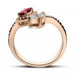 Solitaire ring 18K pink gold with ruby 0.32ct and diamonds 0.47ct, VS1, G da4206 ENGAGEMENT RINGS Κοσμηματα - chrilia.gr