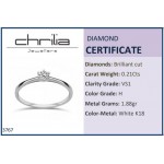 Solitaire ring 18K white gold with diamond 0.21ct, VS1, H da3767 ENGAGEMENT RINGS Κοσμηματα - chrilia.gr