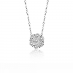Multistone round necklace, 18K white gold with diamonds 0.50ct, SI1, G, ko5581 NECKLACES Κοσμηματα - chrilia.gr