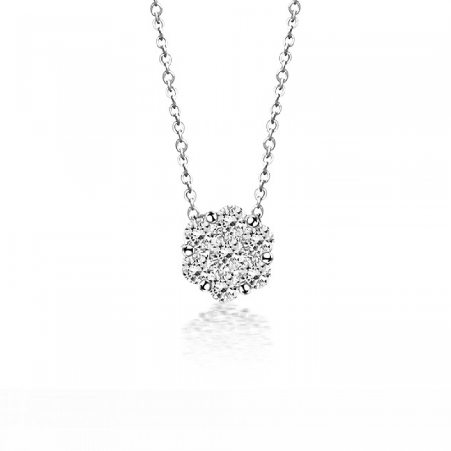 Multistone round necklace, 18K white gold with diamonds 0.50ct, SI1, G, ko5581 NECKLACES Κοσμηματα - chrilia.gr