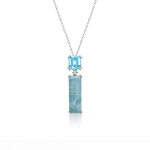 Multistone necklace 14K white gold with diamonds 0.03ct, VS1, G, aquamarine and blue topaz ko5583 NECKLACES Κοσμηματα - chrilia.gr