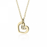 Heart necklace, Κ14 gold with diamond 0.01ct, VS2, H ko5258 NECKLACES Κοσμηματα - chrilia.gr