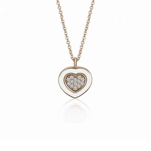 Heart necklace, Κ18 pink gold with diamonds 0.06ct VS1, G and enamel ko5757 NECKLACES Κοσμηματα - chrilia.gr