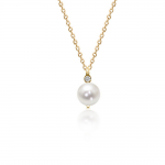 Necklace, Κ14 gold with pearl and diamond 0.02ct, VS1, H, ko4598 NECKLACES Κοσμηματα - chrilia.gr