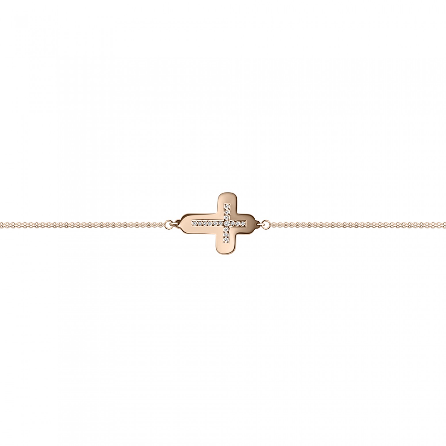 Cross bracelet, Κ14 pink gold with diamonds 0.41ct, VS1, H br1578 BRACELETS Κοσμηματα - chrilia.gr