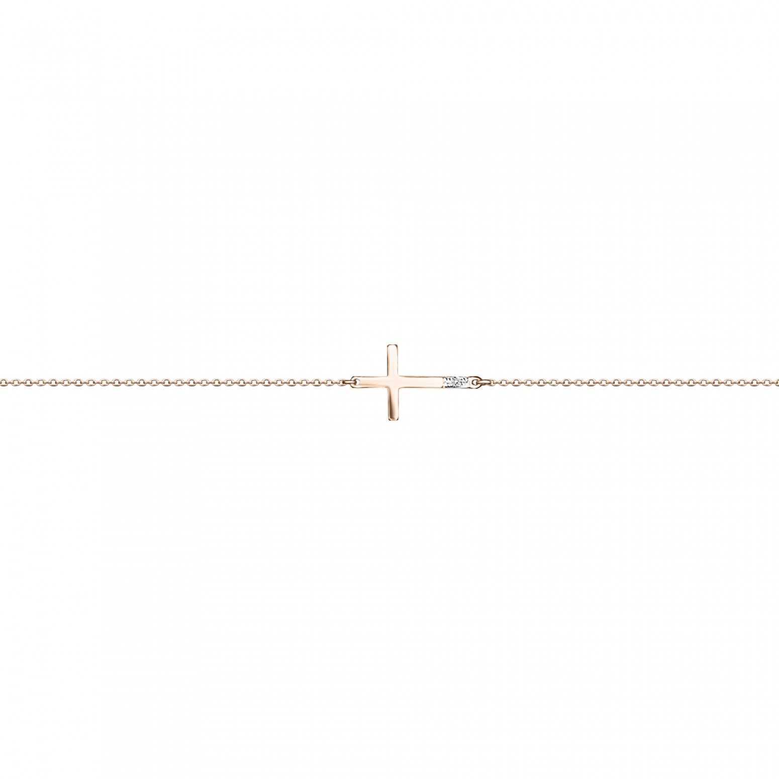 Cross bracelet, Κ14 pink gold with diamond 0.003ct, VS2, H br2237 BRACELETS Κοσμηματα - chrilia.gr
