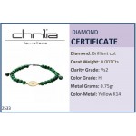 Women bracelet with eye, 14K gold with malachite and diamond 0.003ct, VS2, H, br2533 BRACELETS Κοσμηματα - chrilia.gr