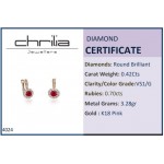 Hoop earrings, 18K pink gold with rubies 0.70ct and diamonds 0.42ct, sk4024 EARRINGS Κοσμηματα - chrilia.gr