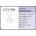Eye necklace, Κ14 pink gold with diamond 0.003ct, VS2, H ko4714 NECKLACES Κοσμηματα - chrilia.gr