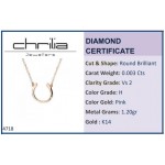 Petal necklace, Κ14 pink gold with diamond 0.003ct, VS2, H ko4718 NECKLACES Κοσμηματα - chrilia.gr