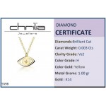 Eye necklace, Κ14 gold with diamond 0.003ct, VS2, H ko5598 NECKLACES Κοσμηματα - chrilia.gr