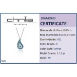 Eye necklace, Κ9 white gold with blue and white diamonds 0.48ct, VS1, G, ko5827 NECKLACES Κοσμηματα - chrilia.gr