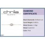 Eye bracelet, Κ14 pink gold with black diamonds 0.06ct, br1642 BRACELETS Κοσμηματα - chrilia.gr