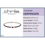 Bracelet handcuffs, Κ18 pink gold with diamonds 0.03ct, VS1, H, ruby 0.29ct and enamel, br2613 BRACELETS Κοσμηματα - chrilia.gr