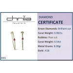 Hoop earrings 18K gold with green diamonds 0.96 and rubbies 0.54ct, sk4005 EARRINGS Κοσμηματα - chrilia.gr