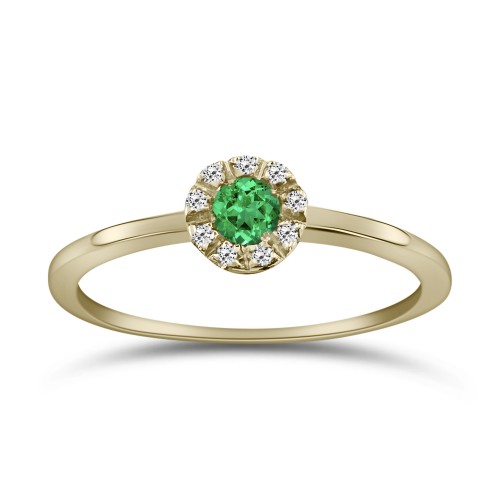 Solitaire ring 18K gold with emerald 0.12ct and diamonds SI1, H da4094 ENGAGEMENT RINGS Κοσμηματα - chrilia.gr