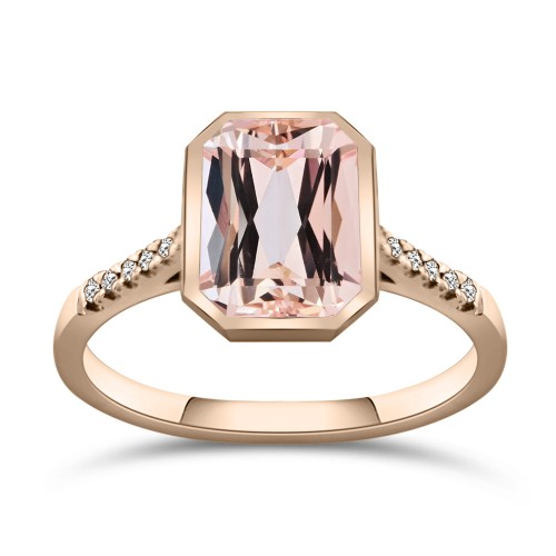 Μονόπετρο δαχτυλίδι Κ18 ροζ χρυσό με μοργκανίτη 2.00ct και διαμάντια 0.05ct, SI1, G, da4199 ΔΑΧΤΥΛΙΔΙΑ ΑΡΡΑΒΩΝΑ Κοσμηματα - chrilia.gr