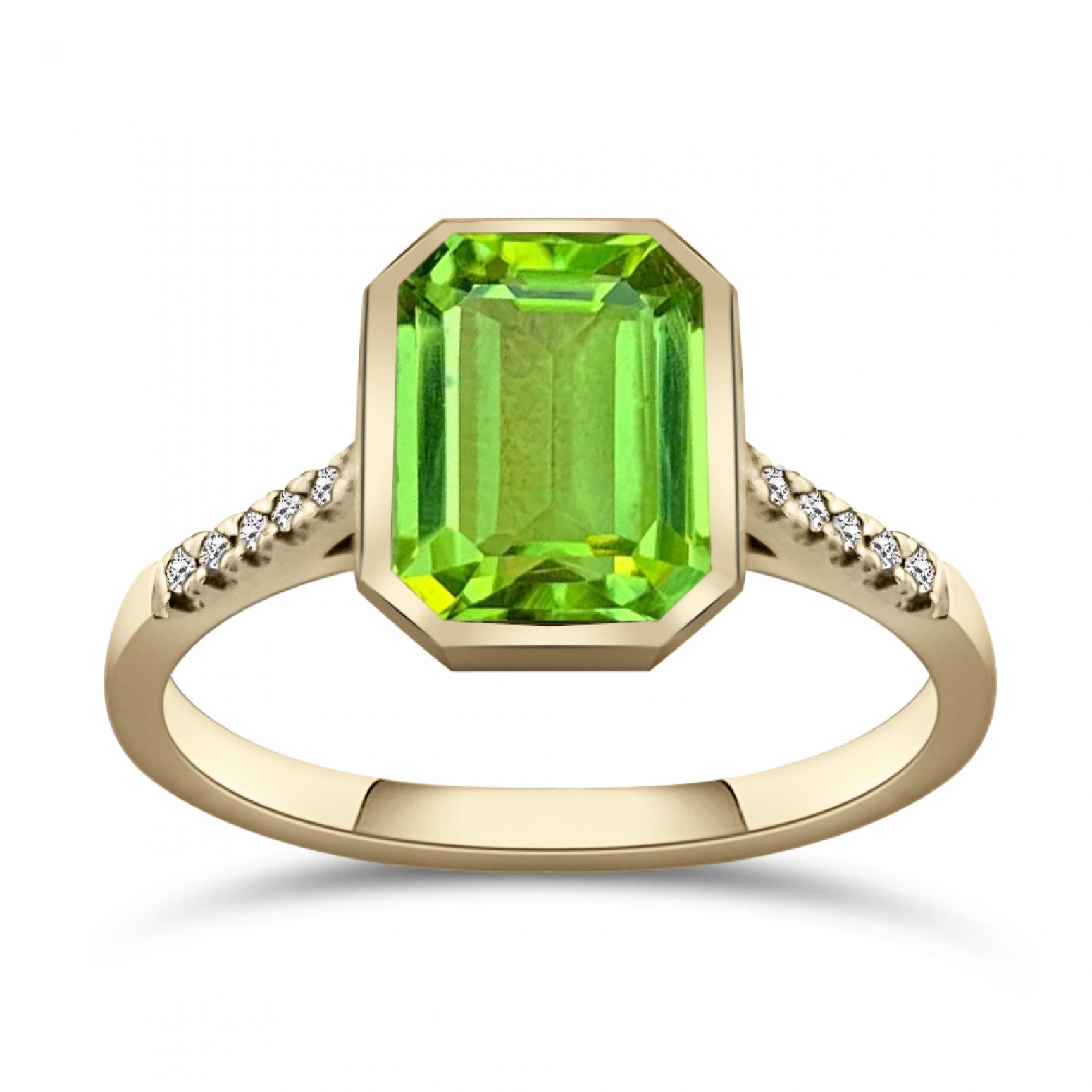 Solitaire ring 18K gold with peridot 2.20ct and diamonds 0.05ct, SI1, G, da4200 ENGAGEMENT RINGS Κοσμηματα - chrilia.gr