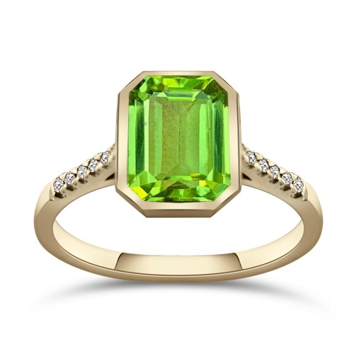 Solitaire ring 18K gold with peridot 2.20ct and diamonds 0.05ct, SI1, G, da4200 ENGAGEMENT RINGS Κοσμηματα - chrilia.gr