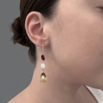 Dangle earrings K14 gold with quartz fumé, pink quartz and granada, sk1662 EARRINGS Κοσμηματα - chrilia.gr