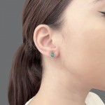 Rosette earrings, K14 gold with green and white zircon, sk3930 EARRINGS Κοσμηματα - chrilia.gr
