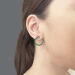 Hoop earrings 18K gold with emeralds 0.94ct and diamonds 0.37ct, VS1/VS2, F/G, from IGL, sk4008 EARRINGS Κοσμηματα - chrilia.gr