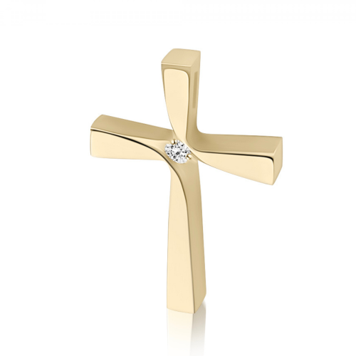 Βαπτιστικός σταυρός Κ14 χρυσό με ζιργκόν st4054 ΣΤΑΥΡΟΙ Κοσμηματα - chrilia.gr
