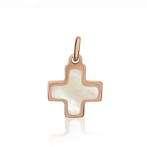 Cross Κ14 pink gold with mother of pearl, st1698 NECKLACES Κοσμηματα - chrilia.gr
