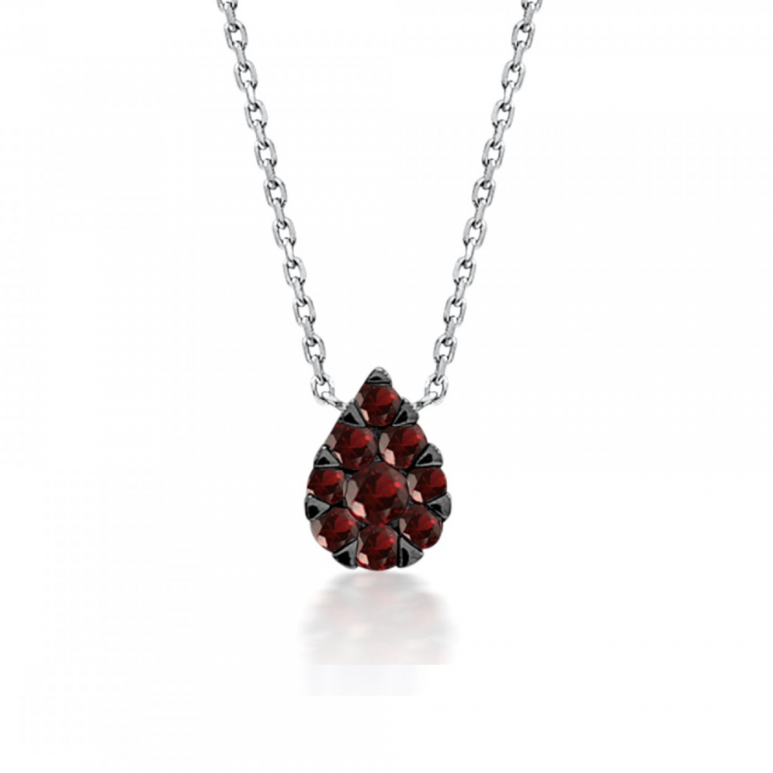 Drop necklace, Κ14 white gold with rubies, 0.47ct, ko5189 NECKLACES Κοσμηματα - chrilia.gr
