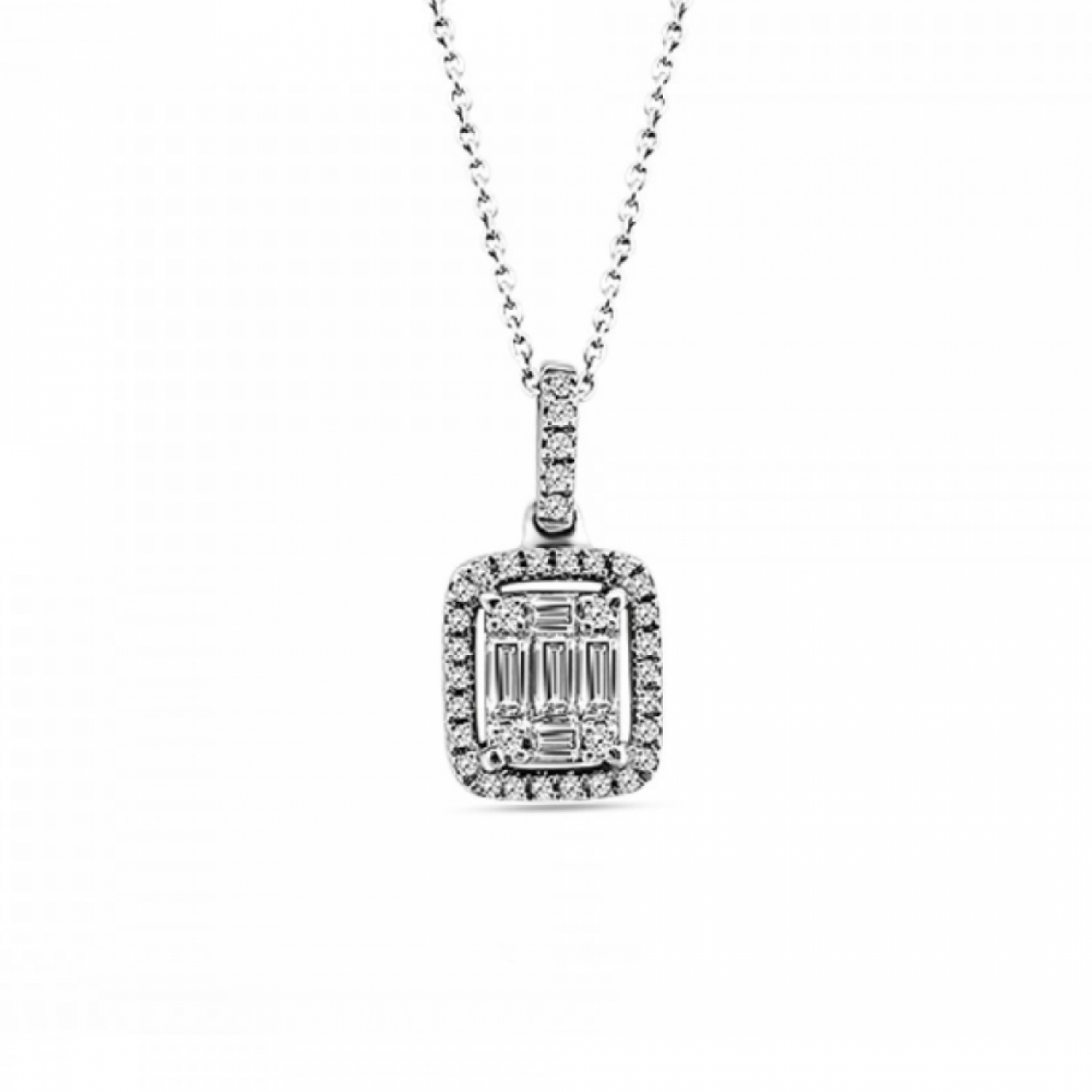 Multistone necklace 18K white gold with diamonds 0.23ct, VS1, F from IGL, me2177 NECKLACES Κοσμηματα - chrilia.gr