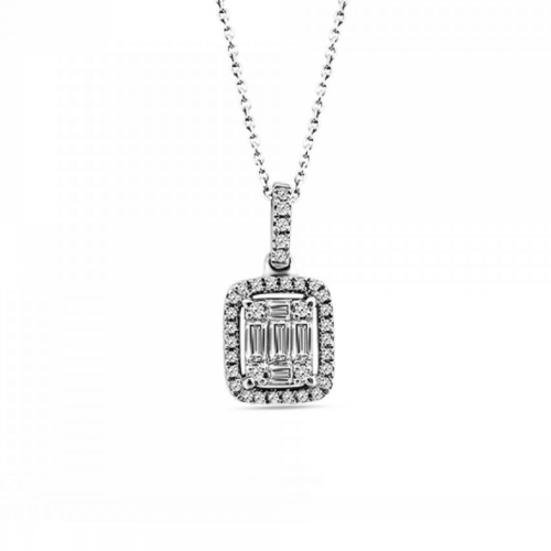 Multistone necklace 18K white gold with diamonds 0.23ct, VS1, F from IGL, me2177 NECKLACES Κοσμηματα - chrilia.gr