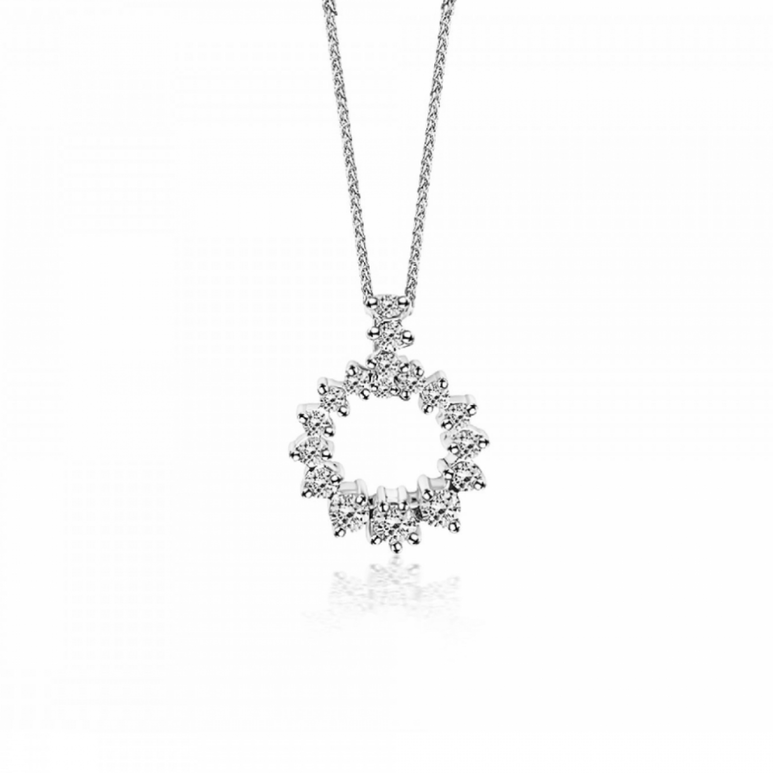 Multistone necklace 18K white gold with diamonds 0.55ct, VS1, G me2178 NECKLACES Κοσμηματα - chrilia.gr