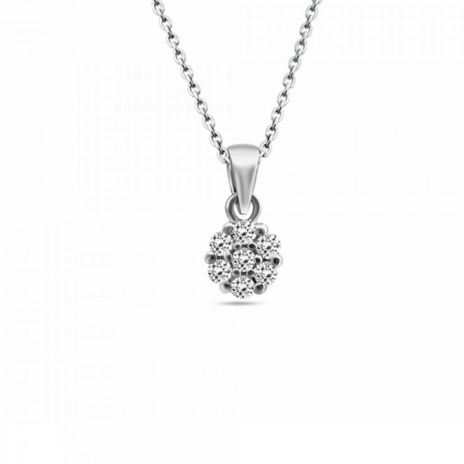 Multistone round necklace 18K white gold with diamonds 0.12ct, VS1, F/G from IGL, me2191 NECKLACES Κοσμηματα - chrilia.gr