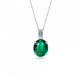 Solitaire oval necklace, Κ18 white gold with emerald 0.73ct and diamond 0.03ct, VS1, Η, me2206
