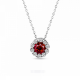 Solitaire rosette necklace, Κ18 white gold with ruby 0.30ct and diamond 0.06ct, VS1, G, me2268