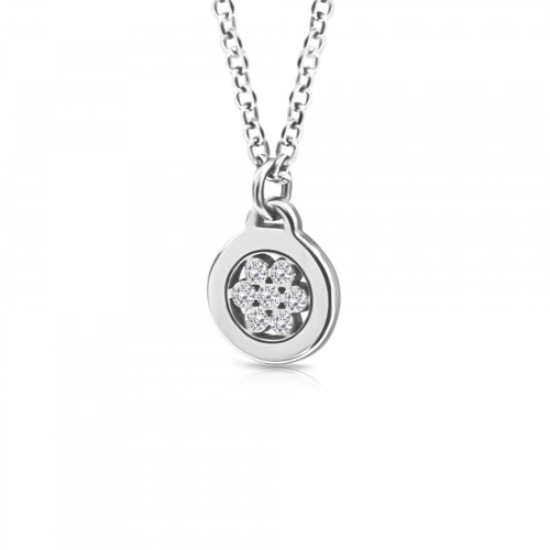 Round necklace, Κ14 white gold with diamonds 0.02ct, VS2, H ko4379 NECKLACES Κοσμηματα - chrilia.gr