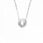 Round necklace, Κ18 white gold with diamonds 0.015ct, VS2, H ko4483 NECKLACES Κοσμηματα - chrilia.gr