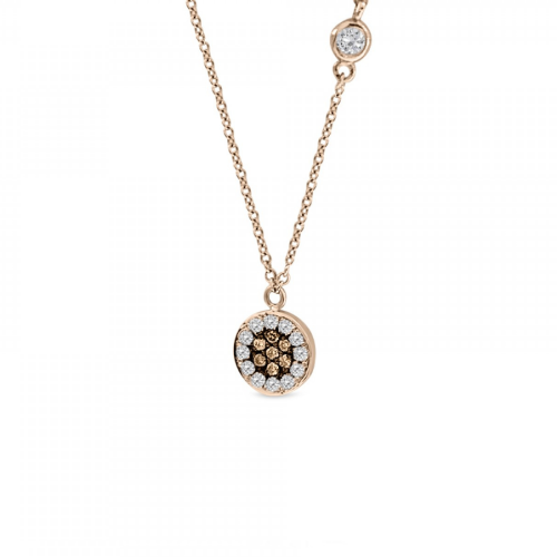 Eye necklace, Κ18 pink gold with brown and white diamonds 0.11ct, VS2, H ko4516 NECKLACES Κοσμηματα - chrilia.gr