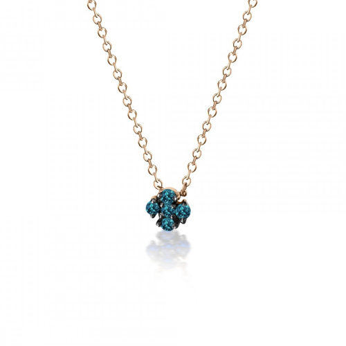 Cross necklace, Κ18 pink gold with blue diamonds 0.08ct, ko4590 NECKLACES Κοσμηματα - chrilia.gr