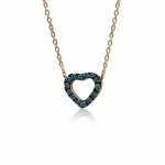 Heart necklace, Κ18 pink gold with blue diamonds 0.05ct, ko4592 NECKLACES Κοσμηματα - chrilia.gr