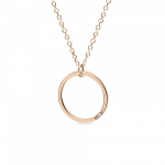 Round necklace, Κ14 pink gold with diamond 0.003ct, VS2, H ko4721 NECKLACES Κοσμηματα - chrilia.gr
